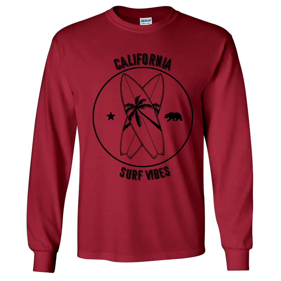 Surf Vibes Black Print Long Sleeve Shirt