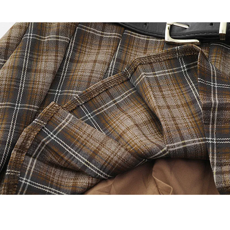 Sweet Cool Double Belt Pleated Skirt UB98142