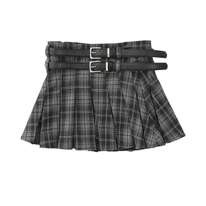 Sweet Cool Double Belt Pleated Skirt UB98142
