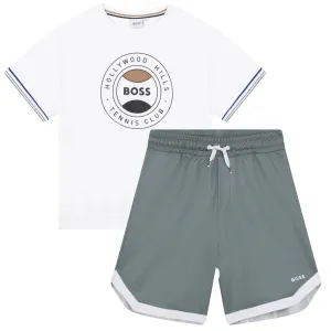 T-Shirt Shorts Set - White Green