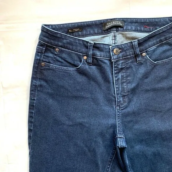 Talbots Flawless Five-Pocket Jeans Women 6 Bootcut Curvy Stretch Dark Blue Denim