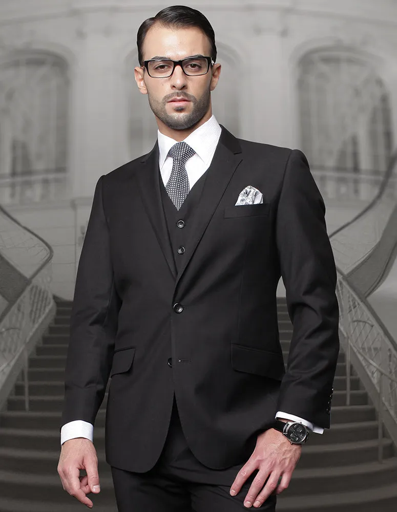 TAZZA BLACK BIG & TALL REGULAR FIT 3 PC SUIT