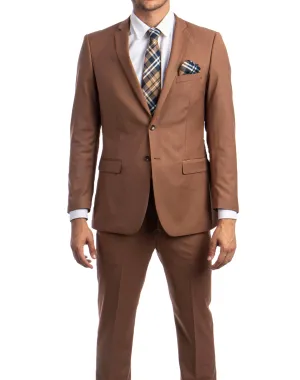 Tazzio Solid Slim Fit Suit - Caramel Brown