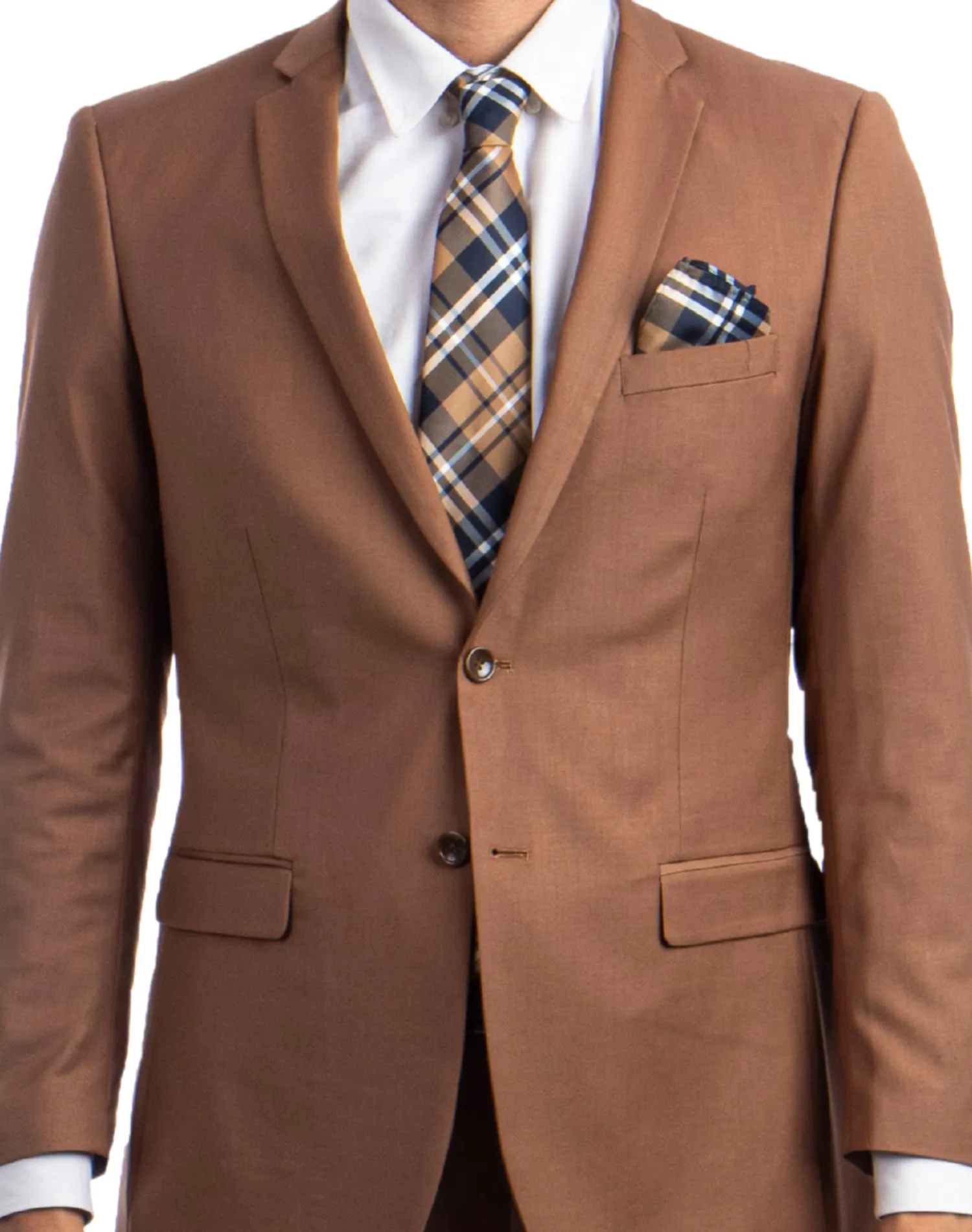 Tazzio Solid Slim Fit Suit - Caramel Brown