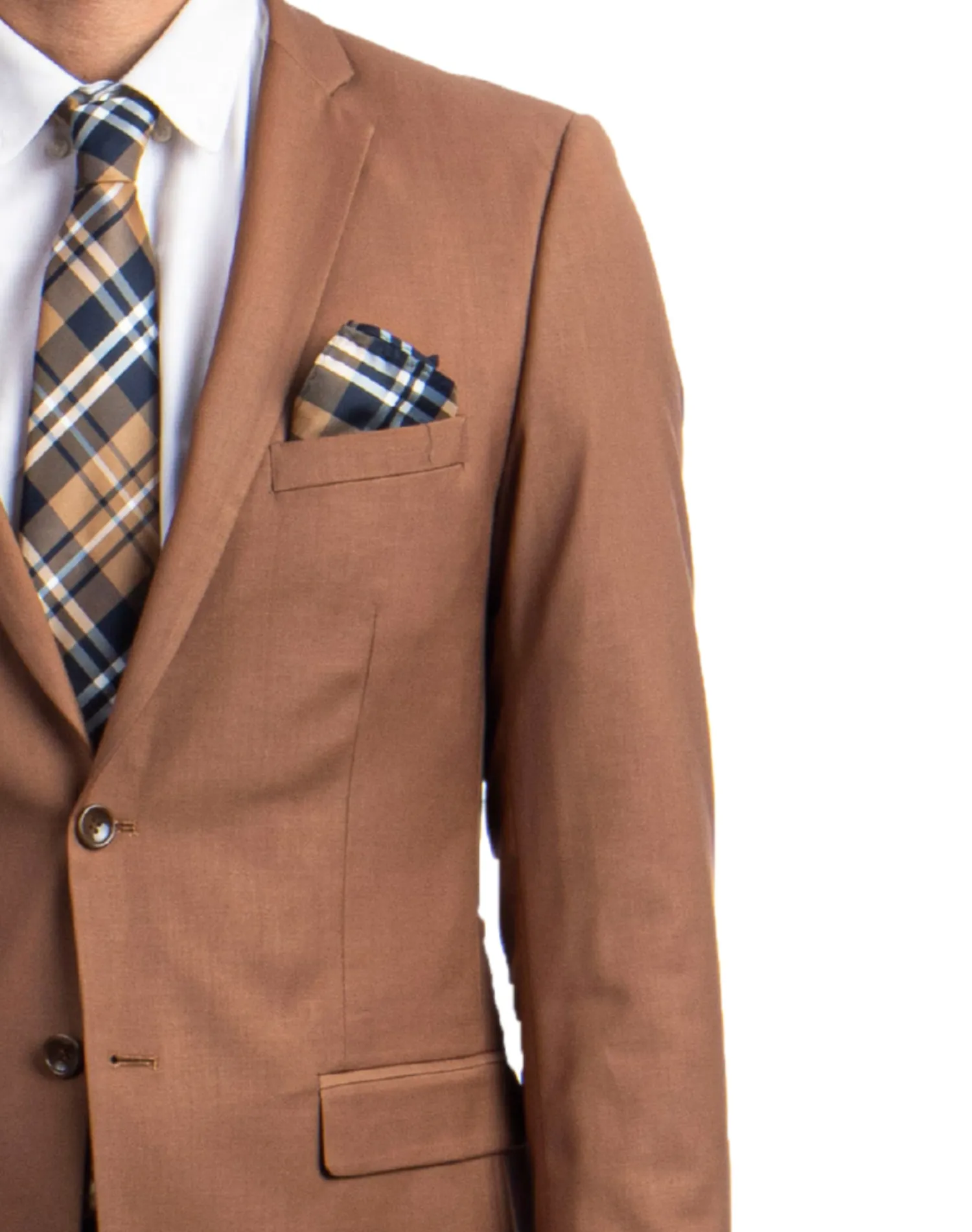 Tazzio Solid Slim Fit Suit - Caramel Brown