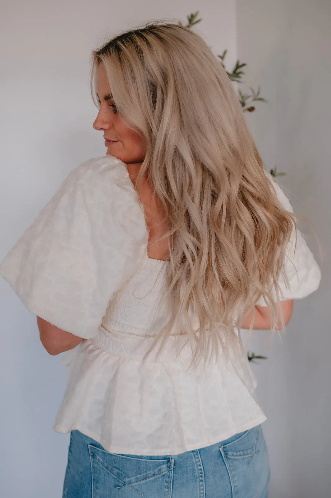 The Bette Balloon Sleeve Jacquard Top