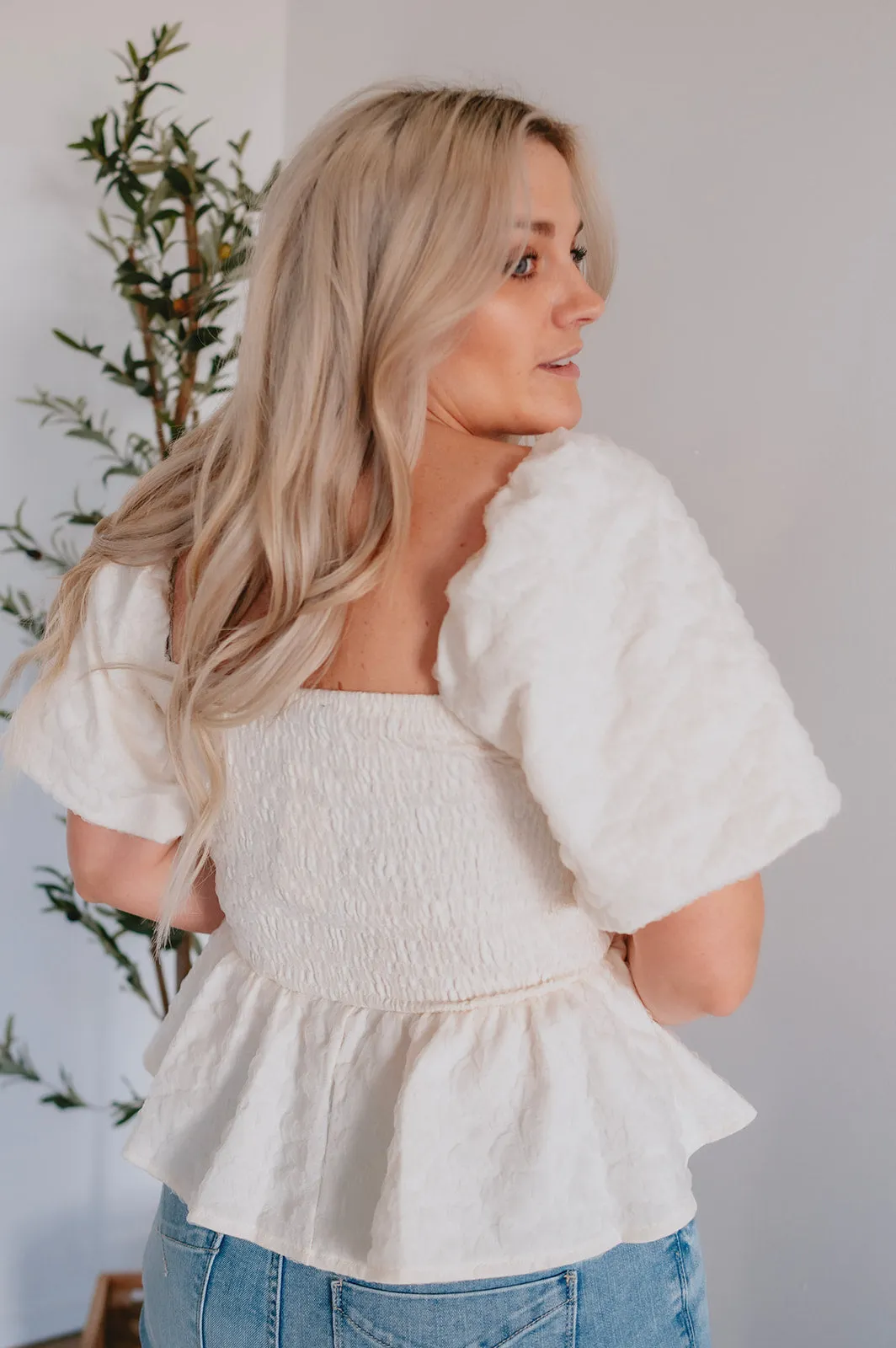 The Bette Balloon Sleeve Jacquard Top