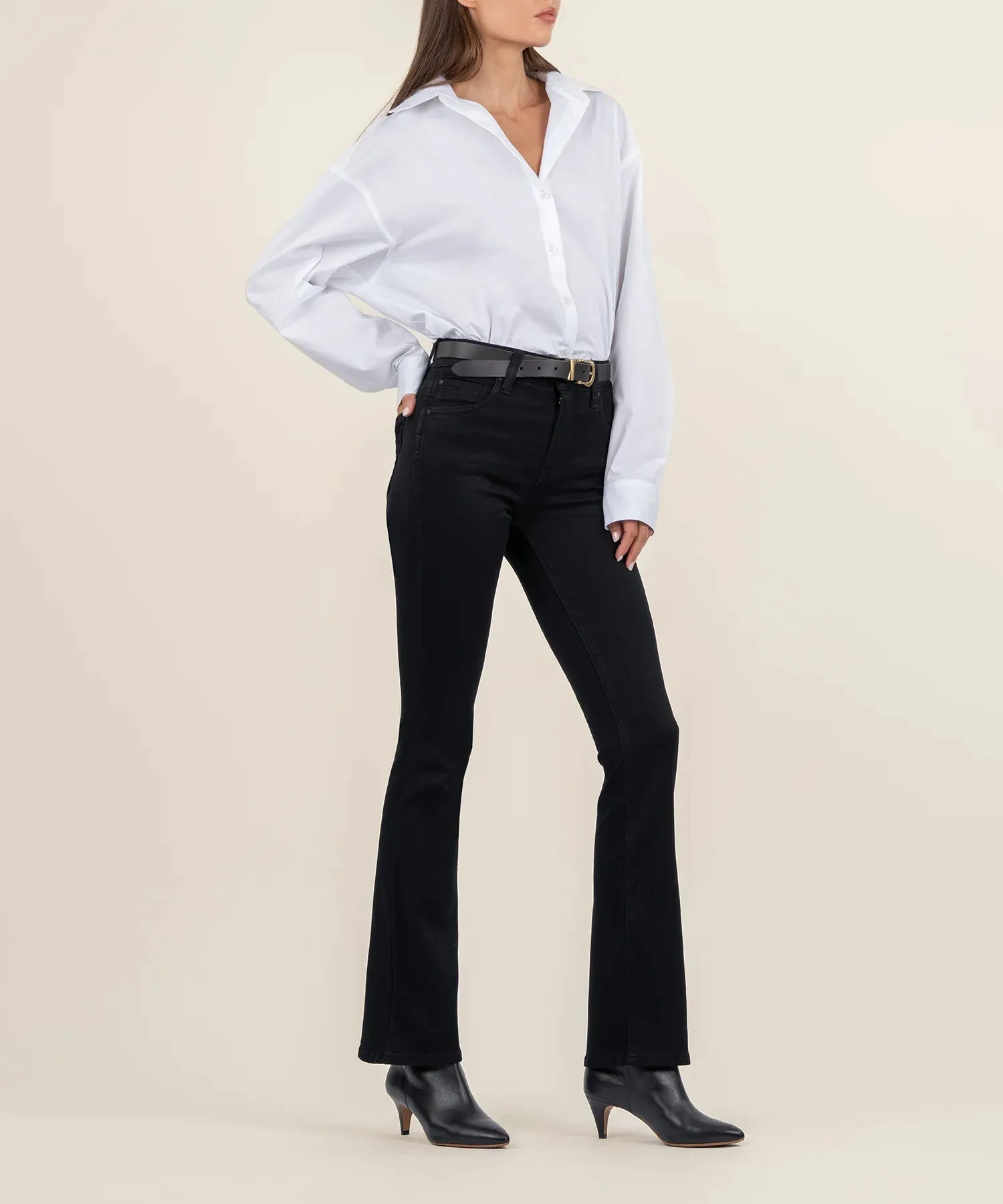 The Natalie High Rise FabAb Bootcut Jeans - Black