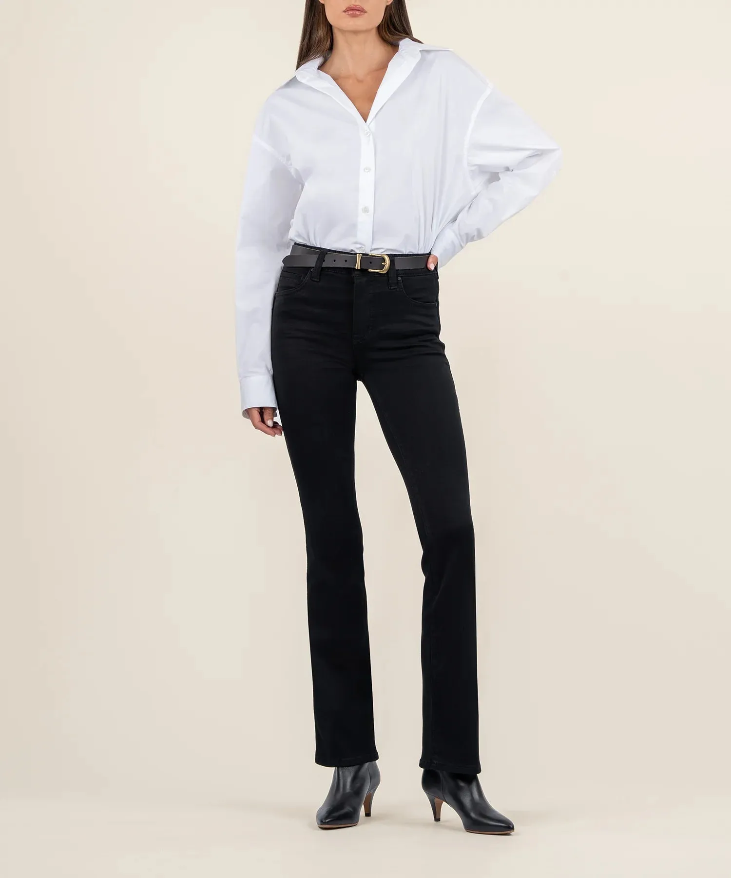 The Natalie High Rise FabAb Bootcut Jeans - Black