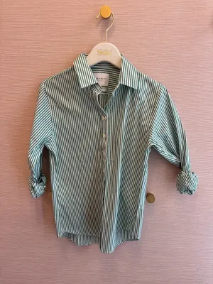 THE SHIRT CUSTOM GREEN STRIPE BLOUSE