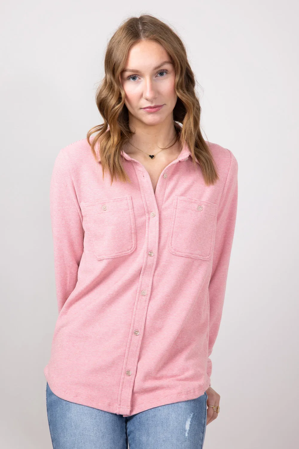 Thread & Supply Lewis Soft Luxe Button Up Shirt for Women in Rose | T1084PVXTS-ROSE