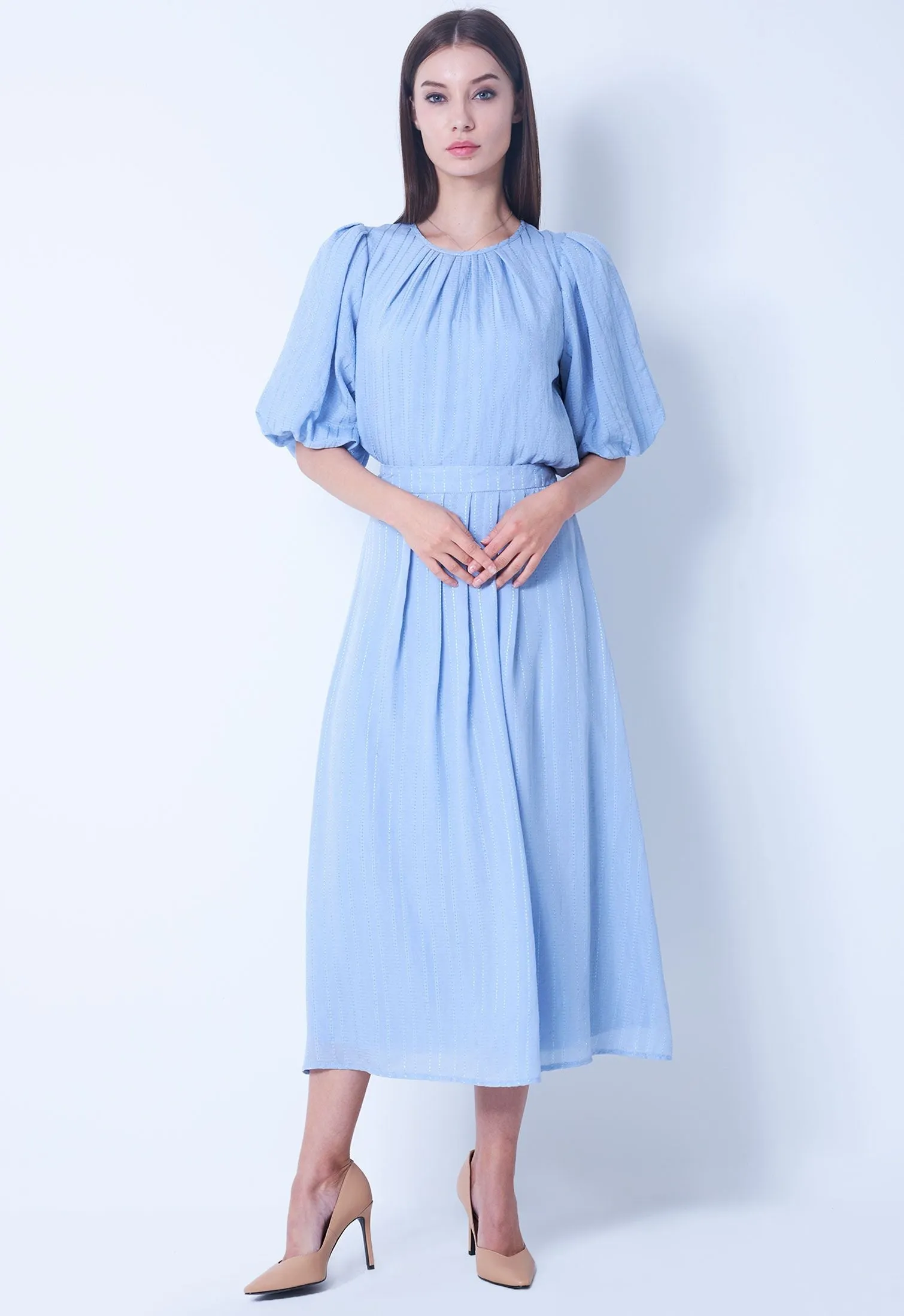 Thread Stripe Midi Skirt