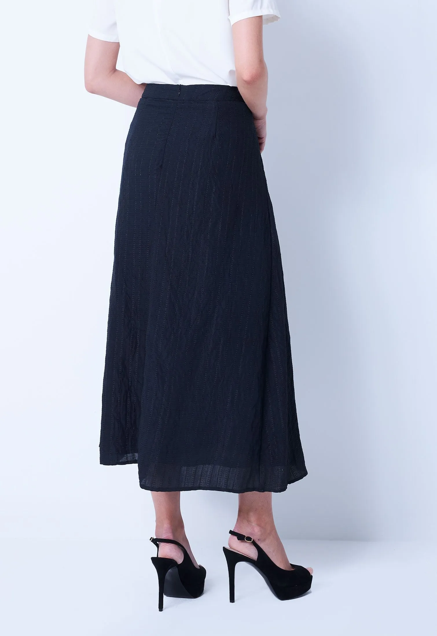 Thread Stripe Midi Skirt
