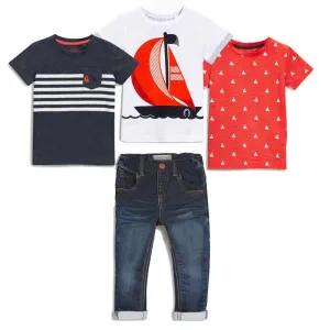 Three Short Sleeves T-Shirt and Jeans