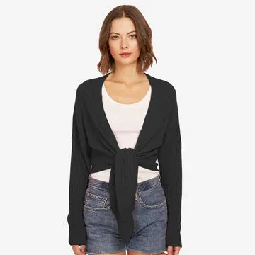 Tie Front Rib Cardigan R11903