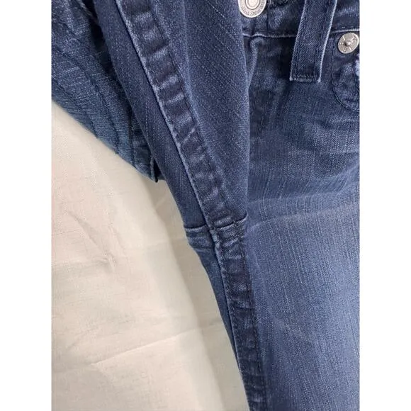 TRUE RELIGION Becky Mid Rise Bootcut Jean Size 32 Black Label T-Stitch Y2K Denim