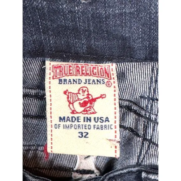 TRUE RELIGION Becky Mid Rise Bootcut Jean Size 32 Black Label T-Stitch Y2K Denim