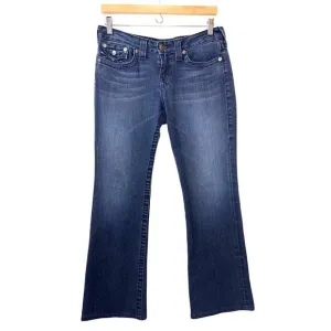 TRUE RELIGION Becky Mid Rise Bootcut Jean Size 32 Black Label T-Stitch Y2K Denim