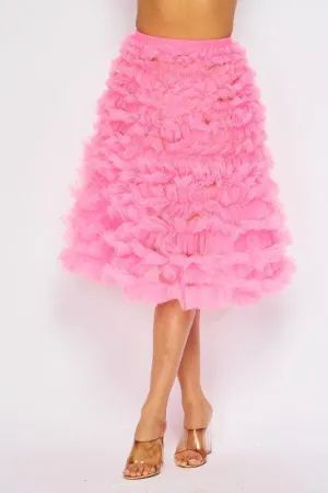 TULLE TIERED MIDI SKIRT