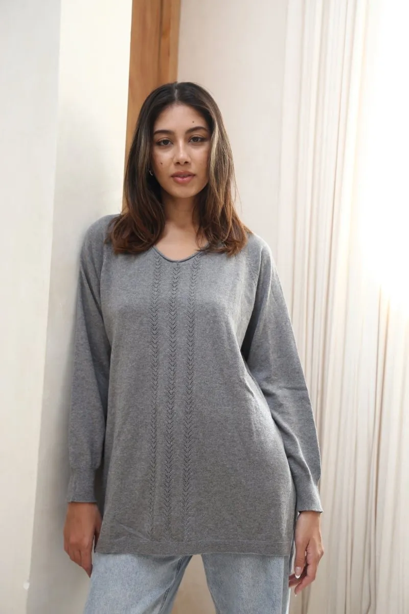 Tunic Cashmere Blend V Neck