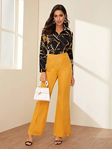 V Neck Chain Print Blouse