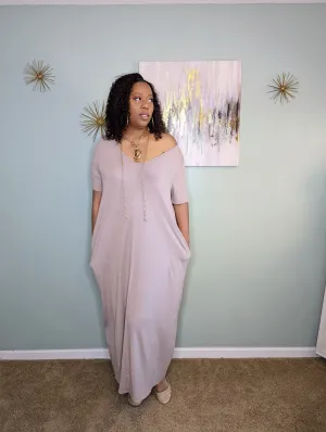 V-NECK SHORT SLEEVE MAXI (Lt. Mocha)