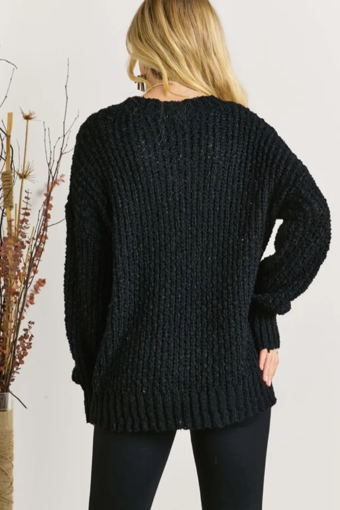 V Neck Textured Sweater