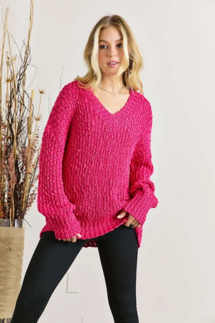 V Neck Textured Sweater