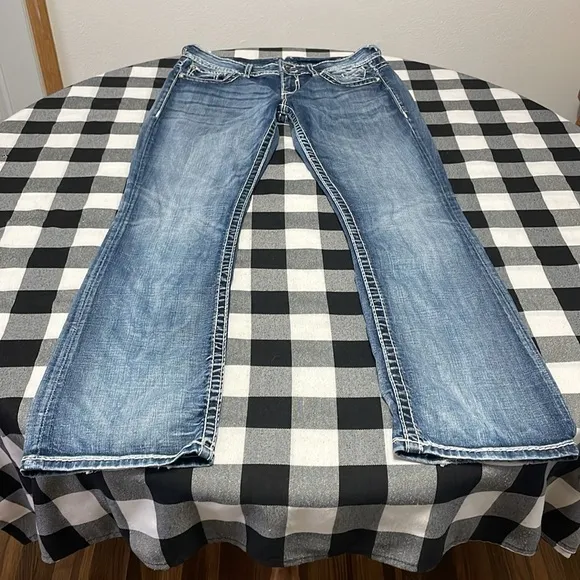 Vigoss Dublin Bootcut Jeans 11 x 33 Long Stretch Double Back Pockets Embellished