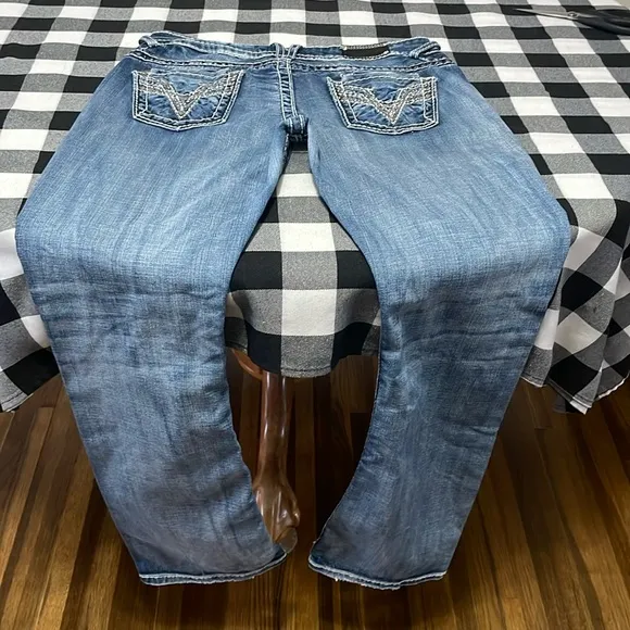 Vigoss Dublin Bootcut Jeans 11 x 33 Long Stretch Double Back Pockets Embellished