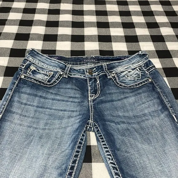Vigoss Dublin Bootcut Jeans 11 x 33 Long Stretch Double Back Pockets Embellished