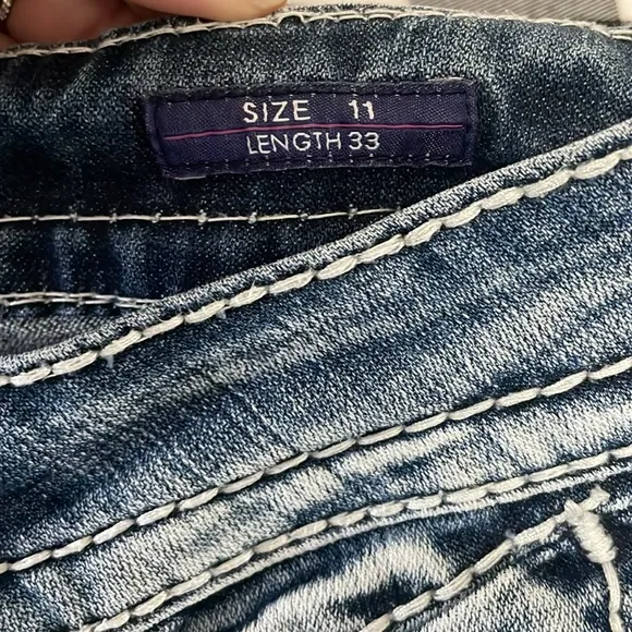 Vigoss Dublin Bootcut Jeans 11 x 33 Long Stretch Double Back Pockets Embellished