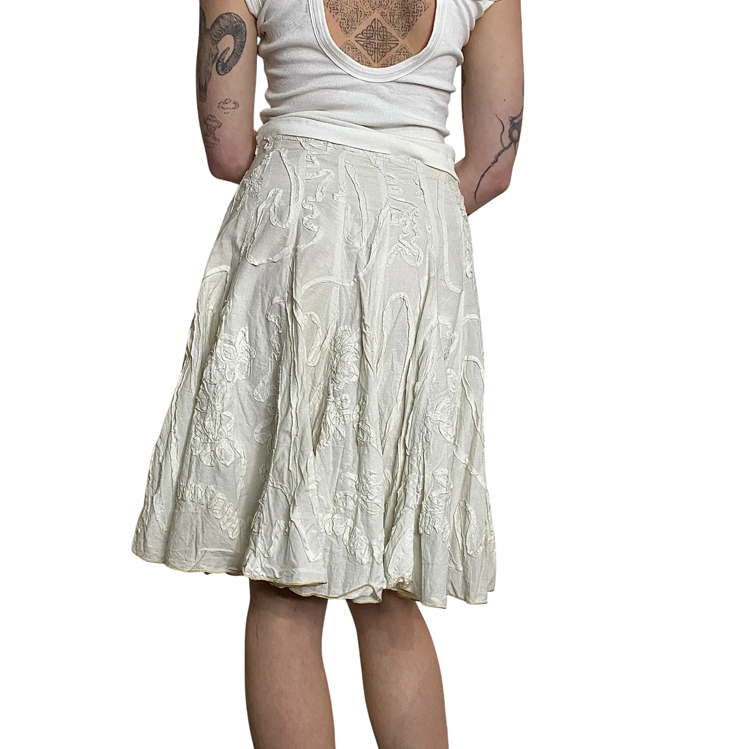 Vintage White Coquette Midi Skirt (XS/S)