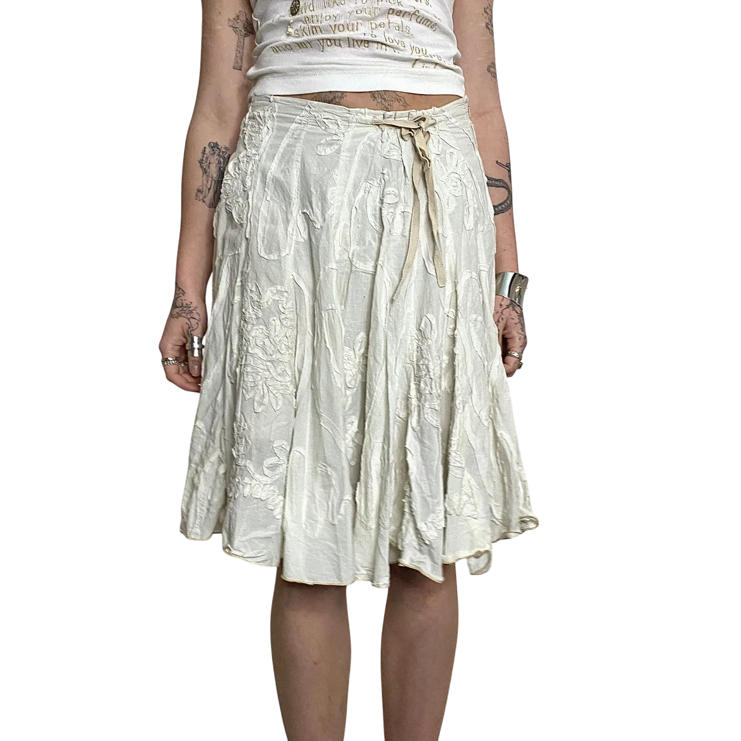 Vintage White Coquette Midi Skirt (XS/S)