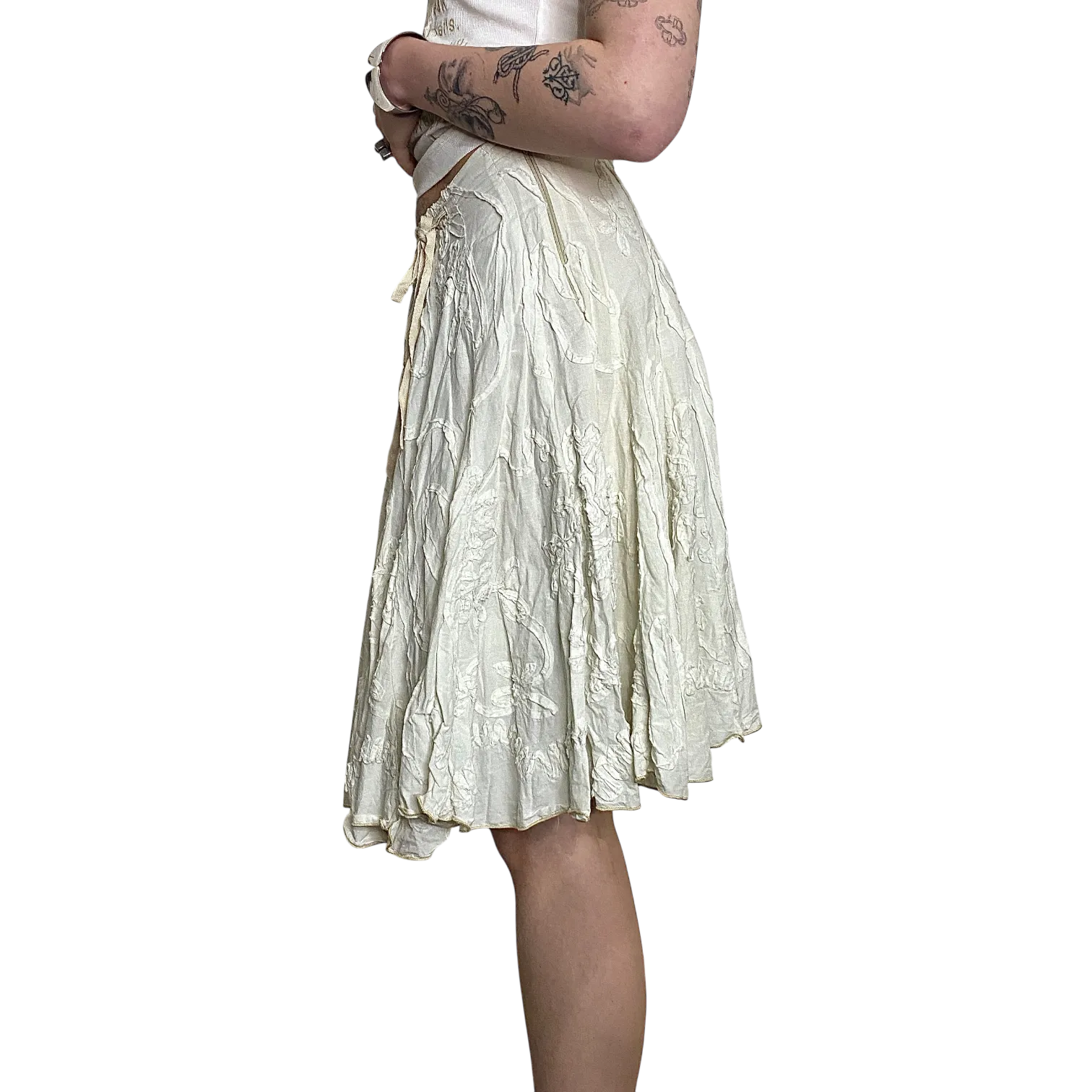 Vintage White Coquette Midi Skirt (XS/S)