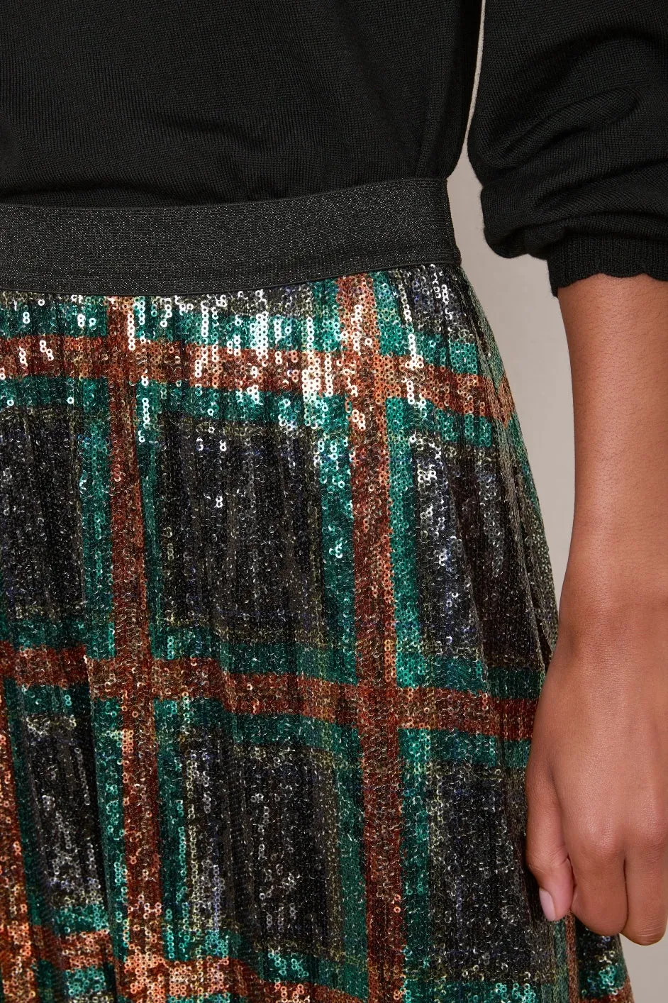 Vivienna Sequin Skirt - Tartan Multi