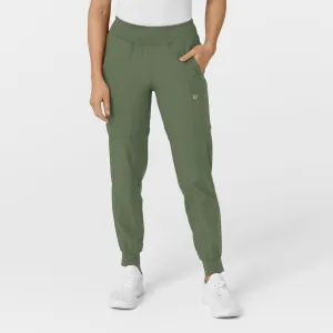 W123 5555 Comfort Waist Cargo Jogger Scrub Pants Olive
