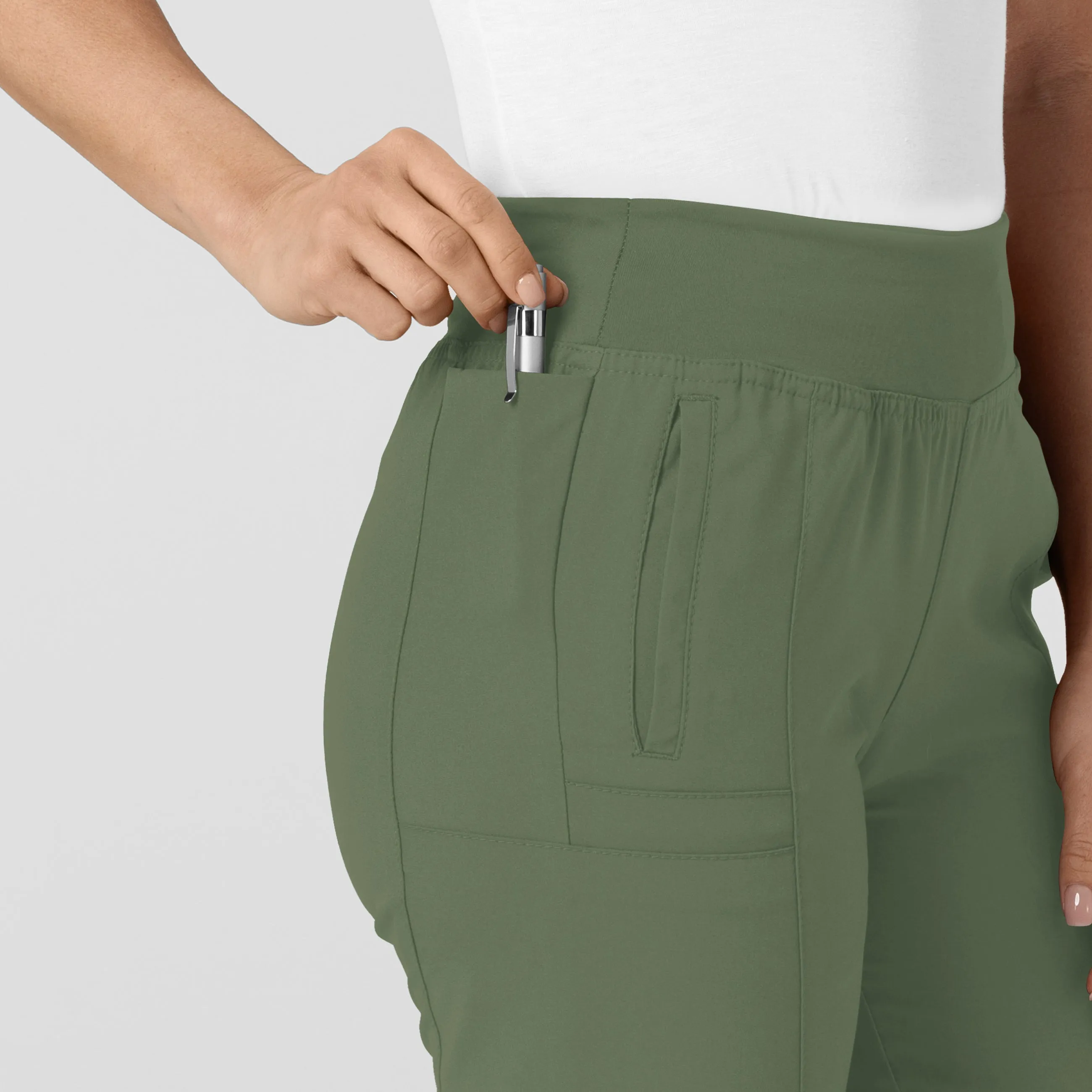 W123 5555 Comfort Waist Cargo Jogger Scrub Pants Olive