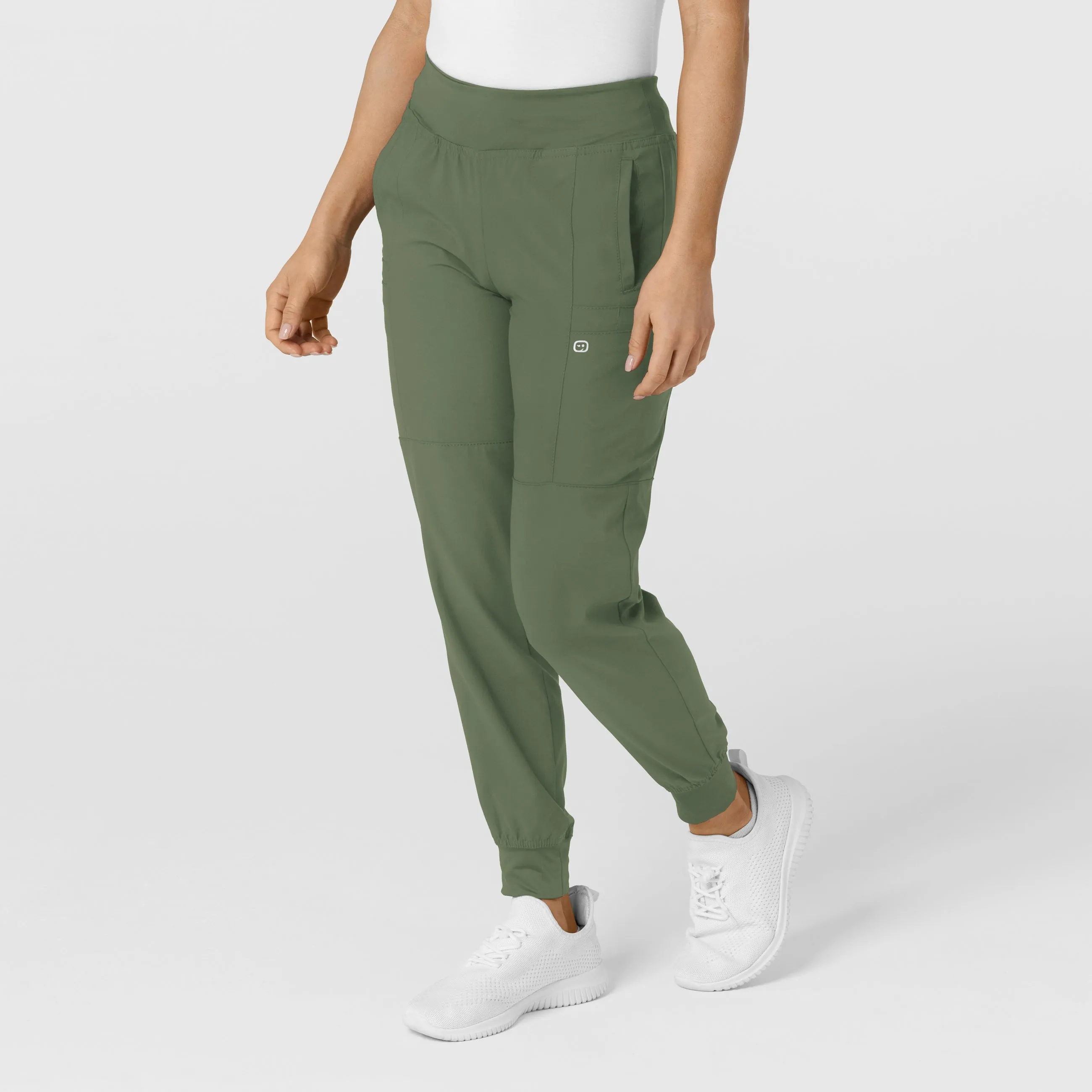 W123 5555 Comfort Waist Cargo Jogger Scrub Pants Olive