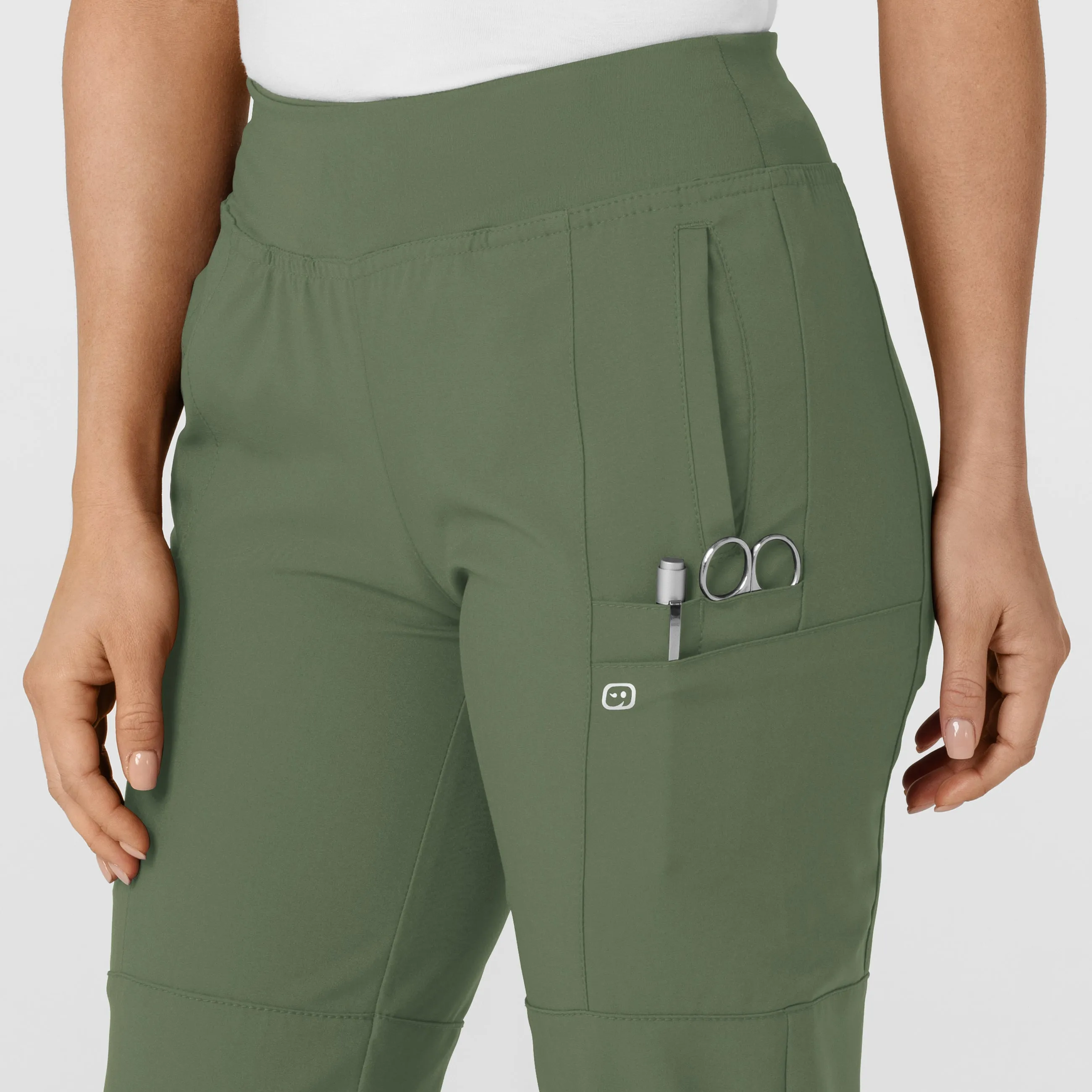 W123 5555 Comfort Waist Cargo Jogger Scrub Pants Olive
