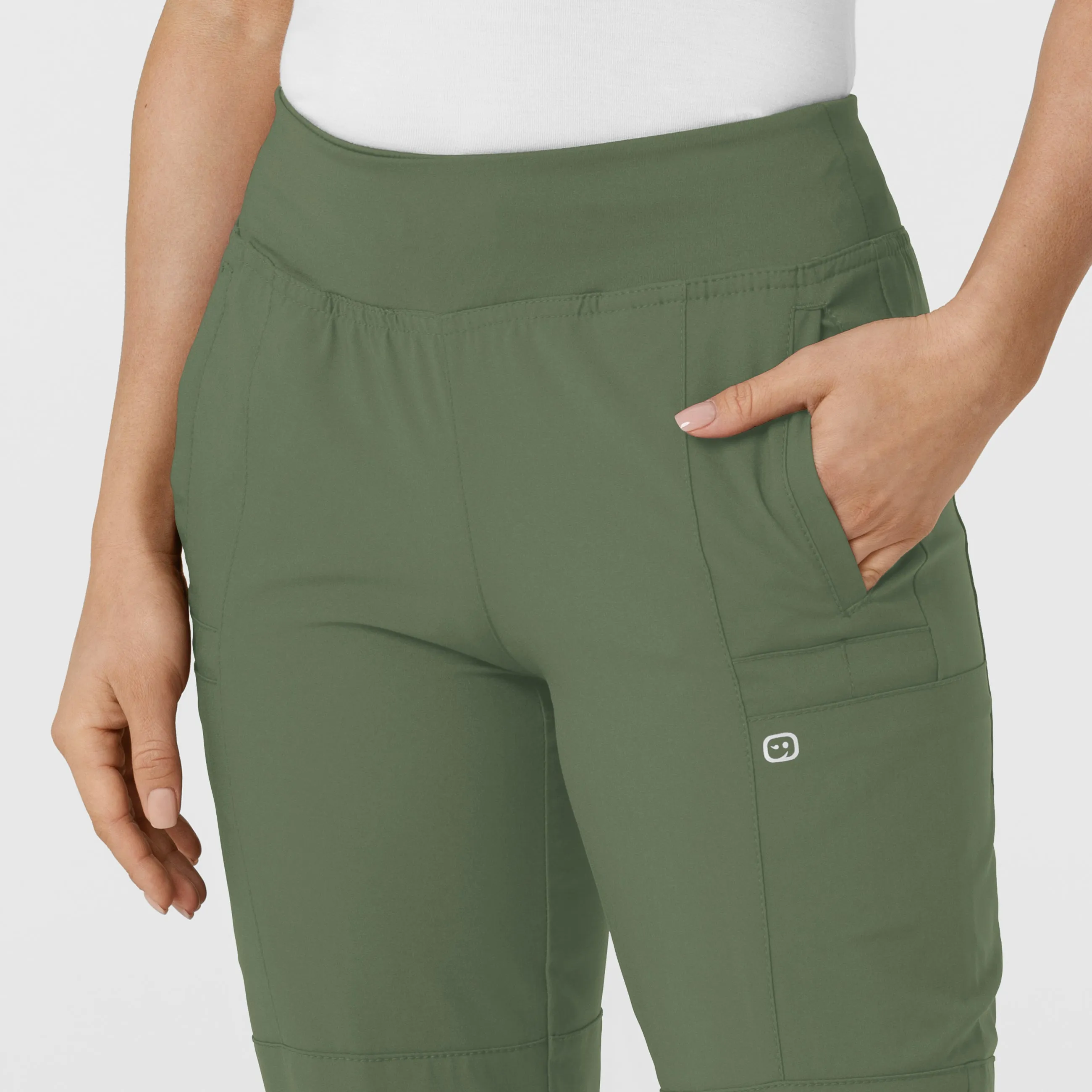 W123 5555 Comfort Waist Cargo Jogger Scrub Pants Olive