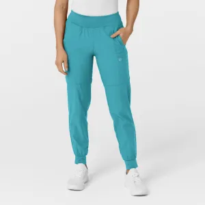 W123 5555 Comfort Waist Cargo Jogger Scrub Pants Teal Blue