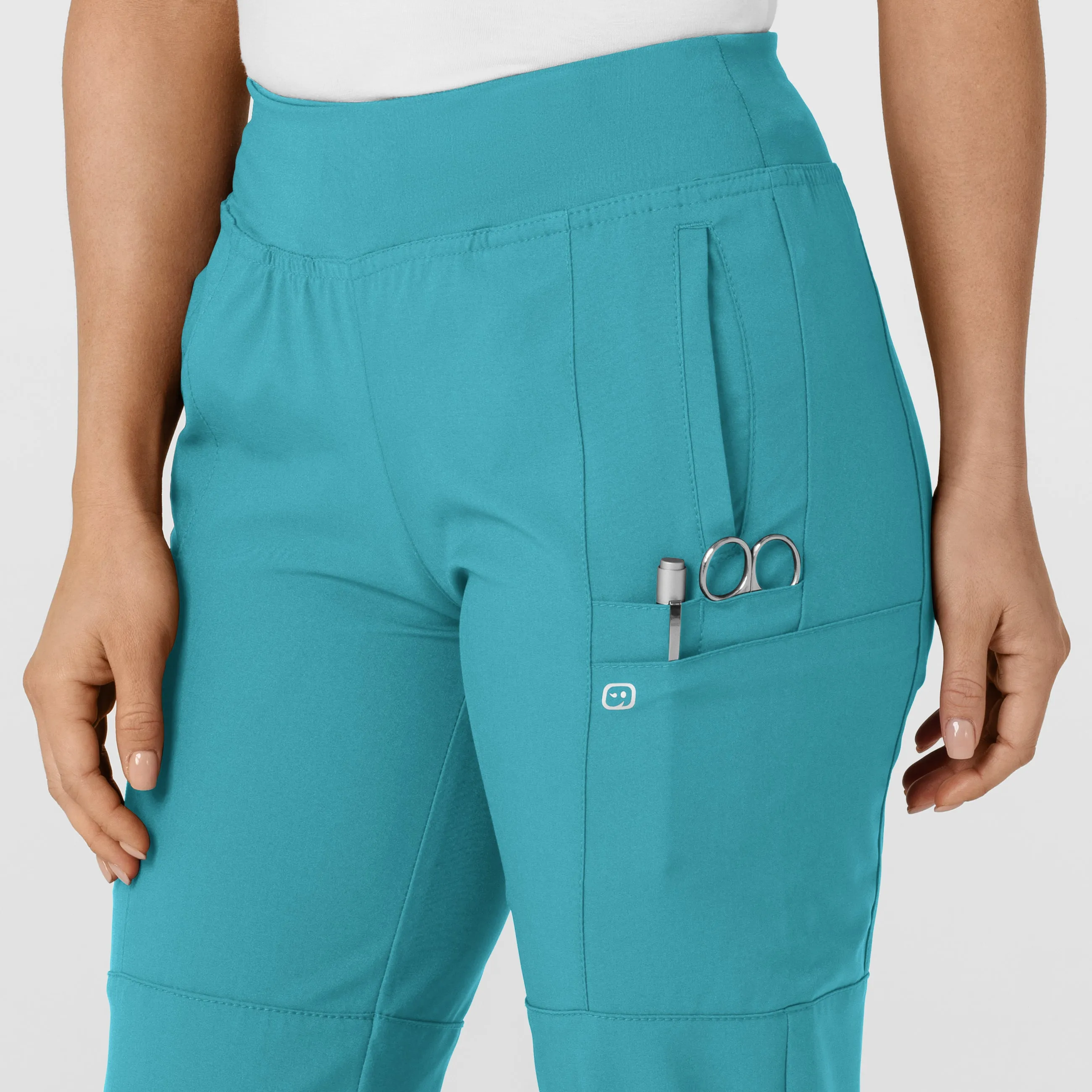 W123 5555 Comfort Waist Cargo Jogger Scrub Pants Teal Blue