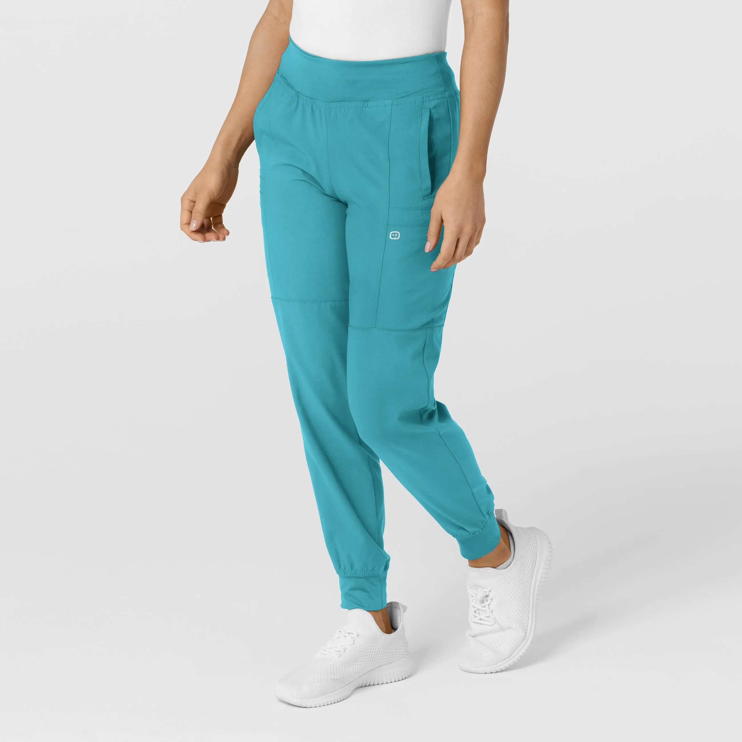 W123 5555 Comfort Waist Cargo Jogger Scrub Pants Teal Blue