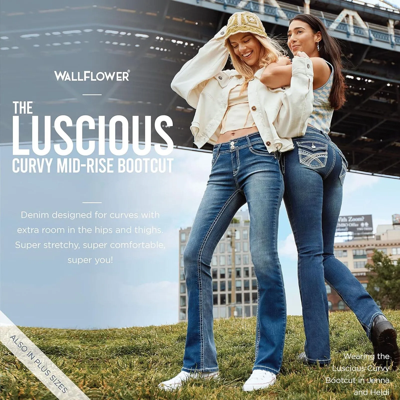 Wallflower Women's Luscious Curvy Bootcut Mid-Rise Insta Stretch Juniors Jeans