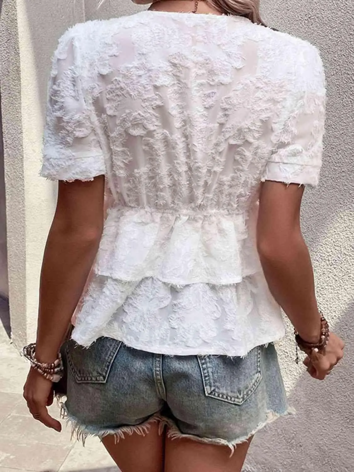 Wander In Style Short Sleeve Layered Peplum Top