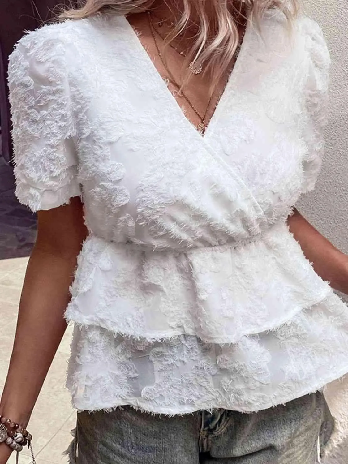 Wander In Style Short Sleeve Layered Peplum Top