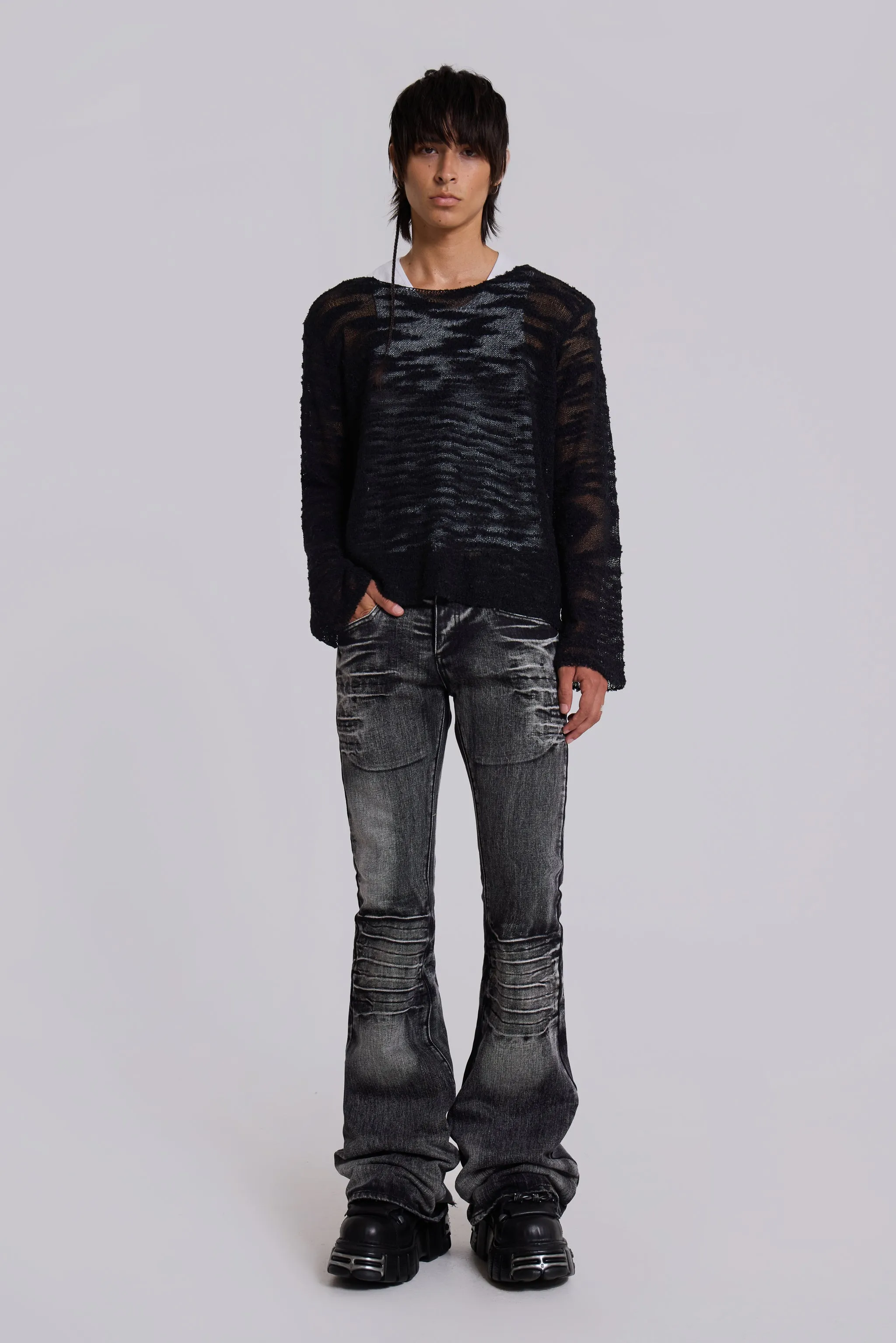 Washed Black Drift Flared Jeans