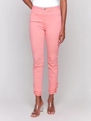 Watermelon Fringe Hem Skinny Jeans
