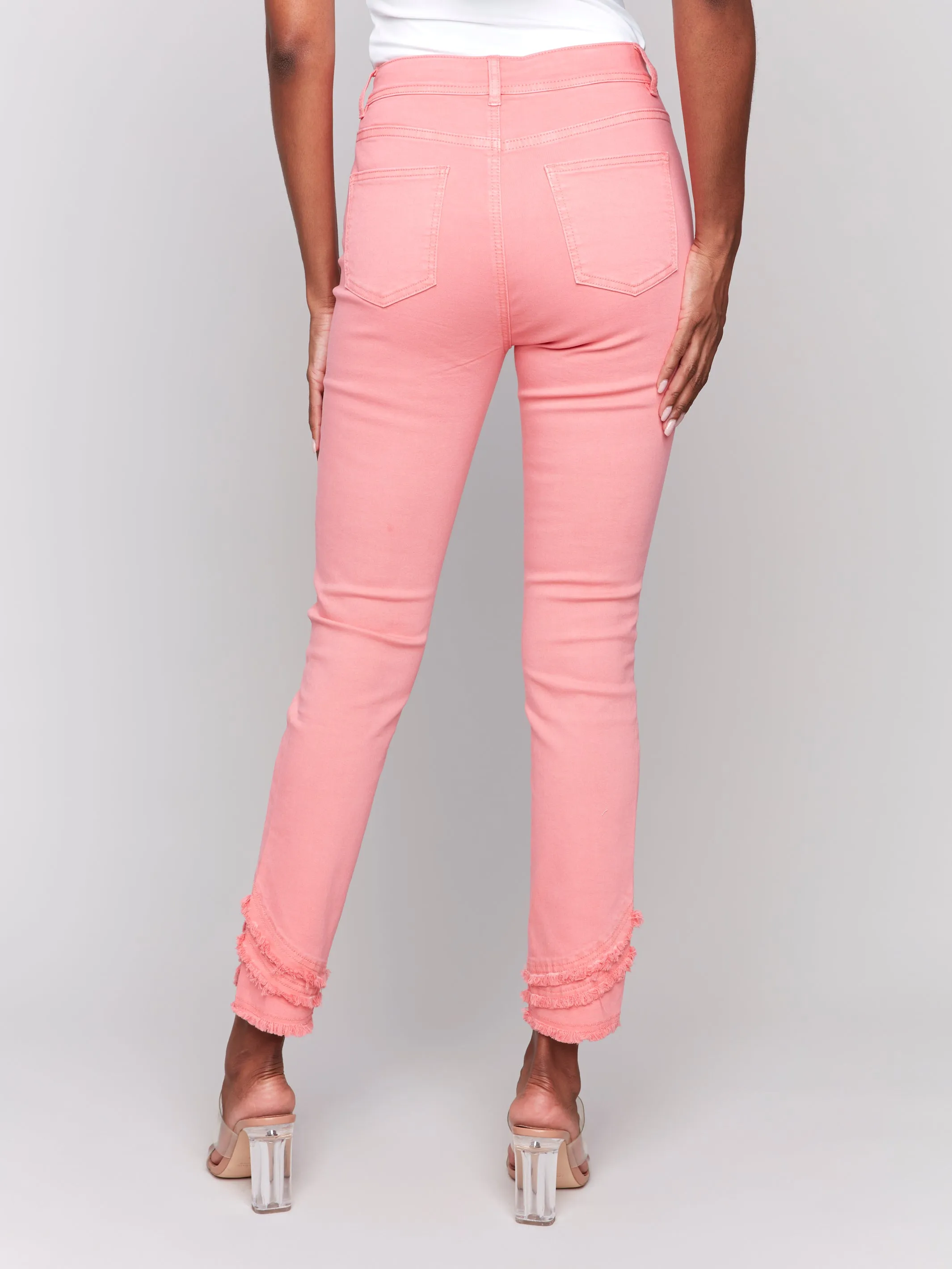Watermelon Fringe Hem Skinny Jeans